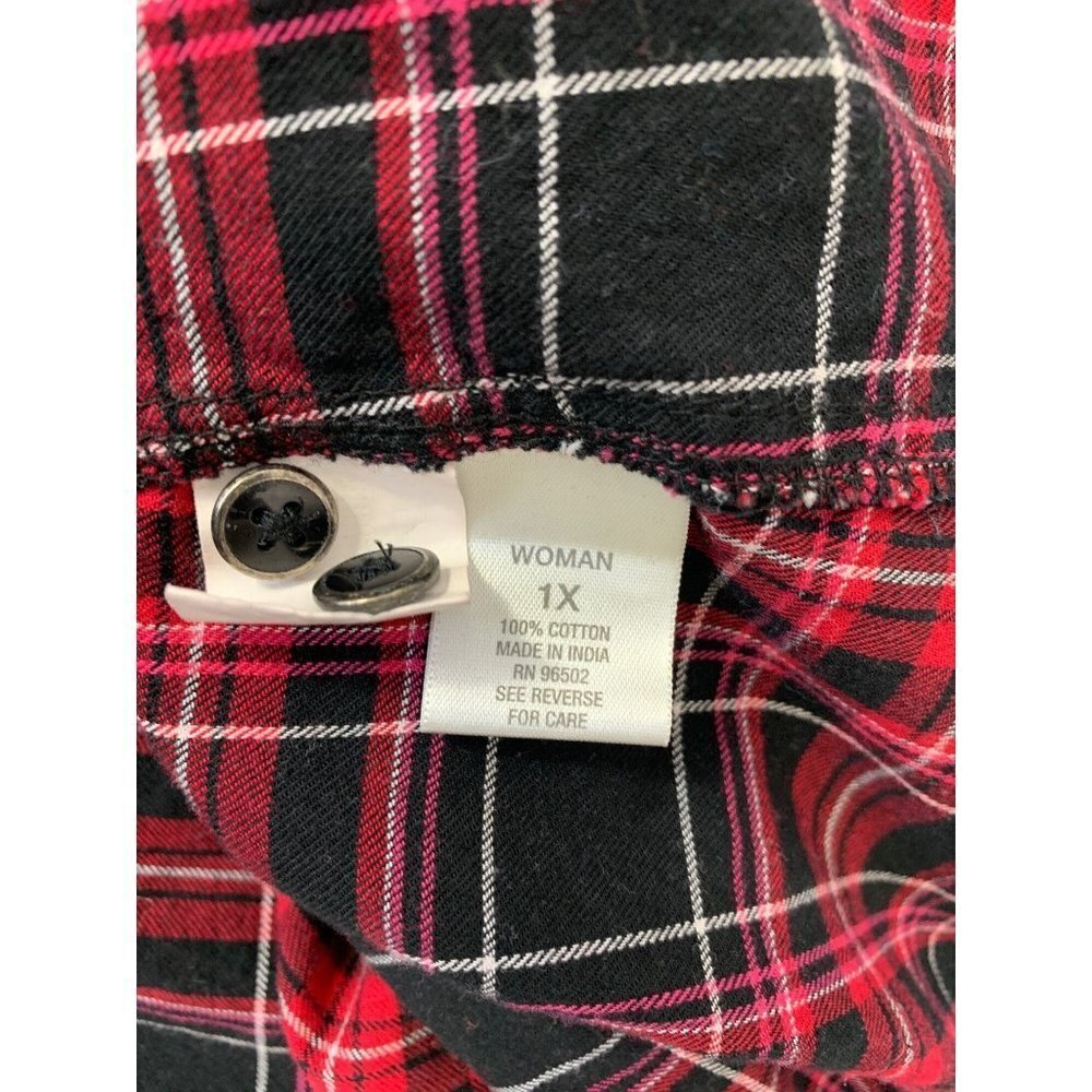 Dressbarn Women's Red & Black Plaid Top - Picture 4 of 7